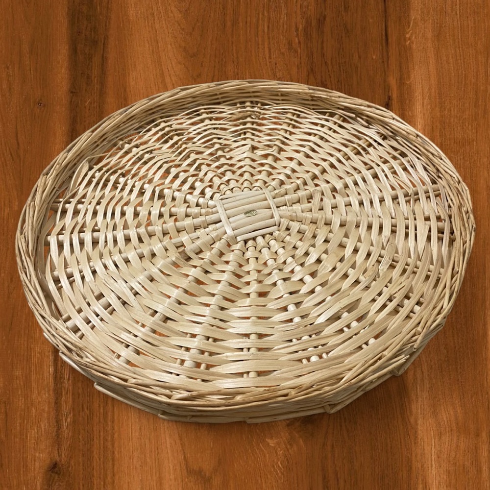 Round Woven Basket Tray – Natural Rattan Look